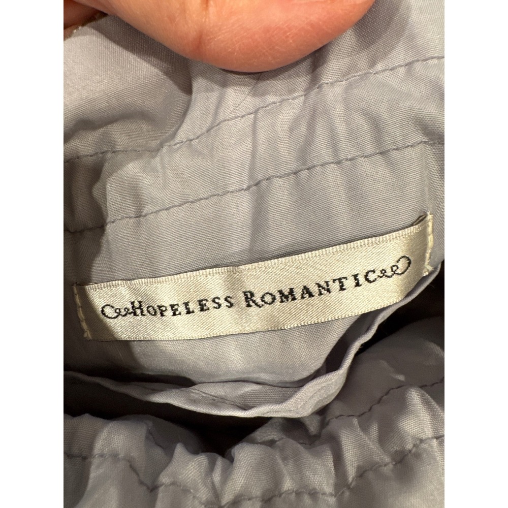 Hopeless Romantic Gray Floral Ribbon Embroidery Lace Drawstring Tote Bag Handbag - Picture 9 of 12